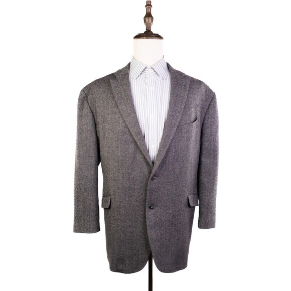 Jos A Bank 1905 Sport Coat Jacket Blazer Mens 48r Brown Herringbone Tweed EUC - Picture 2 of 14